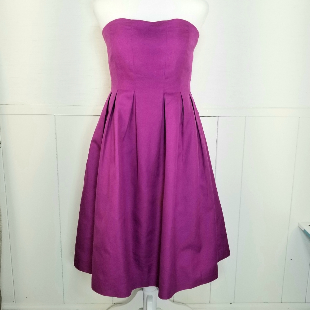 J Crew size 8 purple strapless cotton dress event party formal